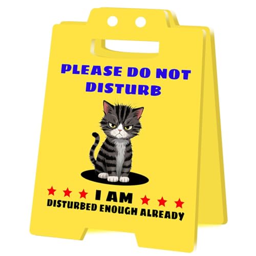 Achtung Overstimulated Desk Sign, Büro Spoof Ornament Gelb Acryl Kollege Prank Geschenk Desktop Ornament, Fun Humor Desk Warning Sign, Geschenk für Kollegen und Chefs (BITTE) von HFHungkeong