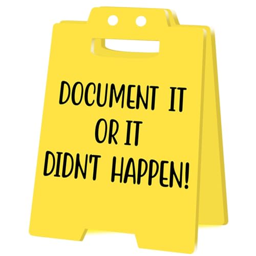 Achtung Overstimulated Desk Sign, Büro Spoof Ornament Gelb Acryl Kollege Prank Geschenk Desktop Ornament, Fun Humor Desk Warning Sign, Geschenk für Kollegen und Chefs (DOCUMENT IT) von HFHungkeong