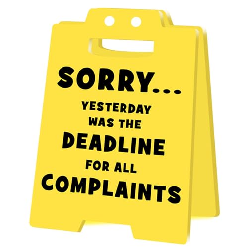 Achtung Overstimulated Desk Sign, Büro Spoof Ornament Gelb Acryl Kollege Prank Geschenk Desktop Ornament, Fun Humor Desk Warning Sign, Geschenk für Kollegen und Chefs (SORRY) von HFHungkeong