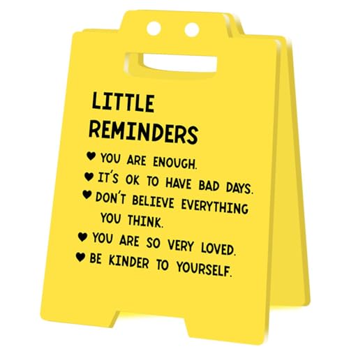 Achtung Overstimulated Desk Sign, Büro Spoof Ornament Gelb Acryl Kollegen Prank Geschenk Desktop Ornament, Fun Humor Desk Warning Sign, Geschenk für Kollegen und Chefs (LITTLE REMINDERS) von HFHungkeong