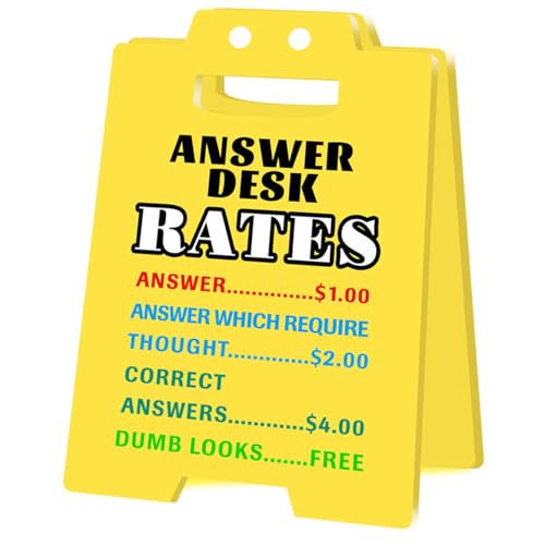 Achtung Overstimulated Desk Sign, Büro Spoof Ornament Gelb Acryl Kollegen Prank Geschenk Desktop Ornament, Fun Humor Desk Warning Sign, Geschenk für Kollegen und Chefs (RATEN WEISS) von HFHungkeong