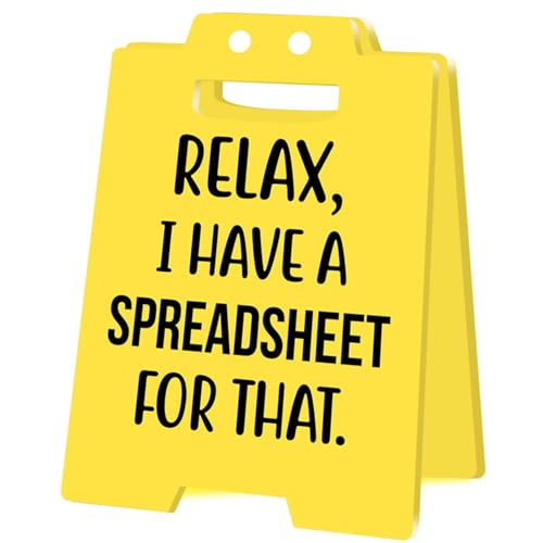 Achtung Overstimulated Desk Sign, Büro Spoof Ornament Gelb Acryl Kollegen Prank Geschenk Desktop Ornament, Fun Humor Desk Warning Sign, Geschenk für Kollegen und Chefs (RELAX) von HFHungkeong