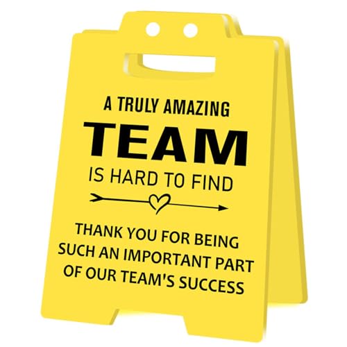 Achtung Overstimulated Desk Sign, Büro Spoof Ornament Gelb Acryl Kollegen Prank Geschenk Desktop Ornament, Fun Humor Desk Warning Sign, Geschenk für Kollegen und Chefs (TEAM) von HFHungkeong