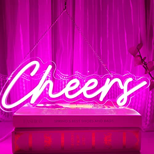 Cheers Neonschild rosafarbenes USB betriebenes Neonschild mit dimmbarem LED Neonlichtschild für Wandhintergrund dekoration leuchtendes Neonschild für Bar Geburtstagsfeier Hochzeit 15 x 5.5in von HFHungkeong