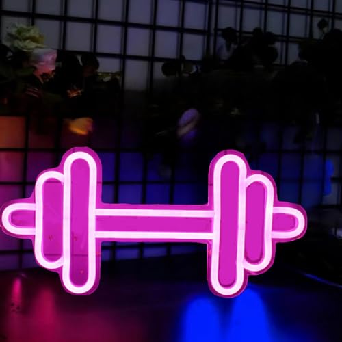 Fitnessstudio-Neonschild, Hantel-LED-Neonlicht für Heim-Fitnessstudio-Dekoration, rosa Neonschild, dimmbare LED-Fitnessraumbeleuchtung für Wanddekoration, Sport-Neonschild für Trainingsraum von HFHungkeong