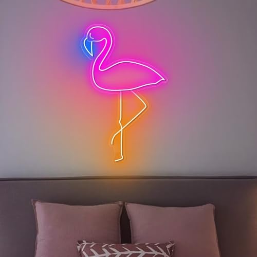 Flamingo Neon Schild, LED Arylic Hänge Rosa Neon Lichter mit dimmbarem Schalter, Flamingo Lampe für Schlafzimmer Bar Spielzimmer Wanddekoration, Geschenke für Mädchen oder Jungen, 40,6 x 15,2 cm von HFHungkeong