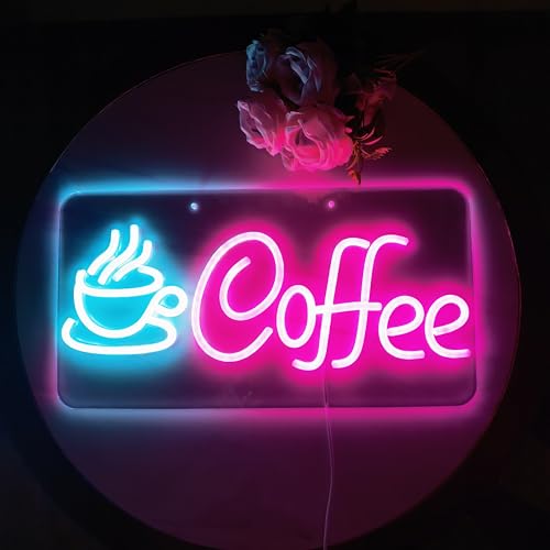 Großes Kaffee Neonschild Kaffeeba LED Arylic Kaffeeschild Coffee Shop Wanddekoration dimmbare Kaffeetasse Neonlicht Kunstlichter Bierbar Clubfenster Glasparty Kaffeestation 5V USB Stromversorgung von HFHungkeong