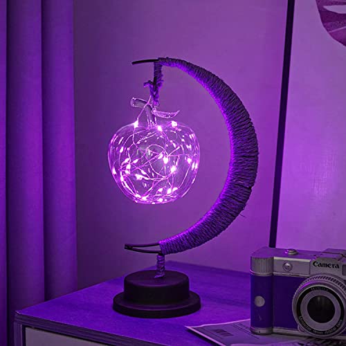 HFHungkeong 3D Magisches Mondlicht LED Dekorationslicht Stern Mond-Nachtlicht Weihnachtsdekorationslicht LED Modellierungslicht Eisen Nachtlicht LED Tischlampe Heimdekorationslicht(A Lila) von HFHungkeong