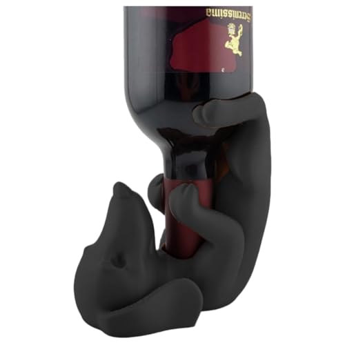 HFHungkeong Dackel Weinflaschenhalter, niedlich und einzigartig Home Bar Counter Decor, perfekte skurrile Geschenke für Haustierbesitzer (schwarz) von HFHungkeong