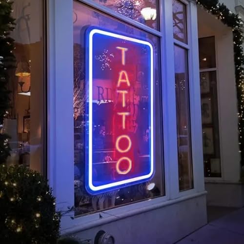 HFHungkeong LED Aryl Tattoo Neonschild für Tattoo Shop Tür und Wandleuchte Dekor wiederverwendbar dimmbar Tattoo Geschenke für Tattoo Liebhaber Tattoo Dekor Ladenschild offen, 41,9 x 22,9 cm von HFHungkeong