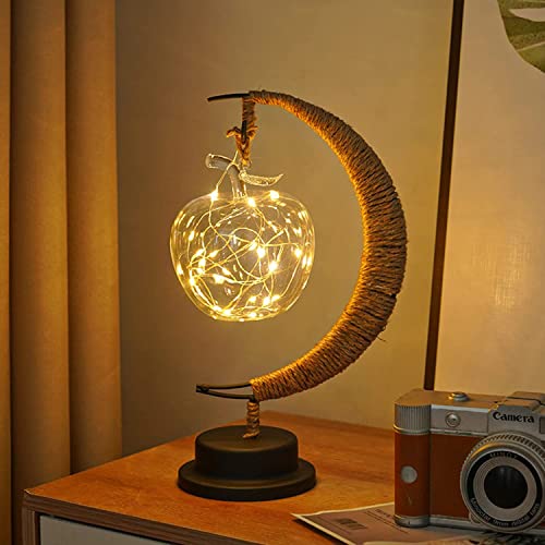 HFHungkeong LED Dekorationslicht Stern und Mondlampe handgefertigtes Eisen Nachtlicht 3D-magische Mondlichtlampe Schlafzimmer Mondlampe Weihnachtsdekoration USB-betrieben (A weiß) von HFHungkeong