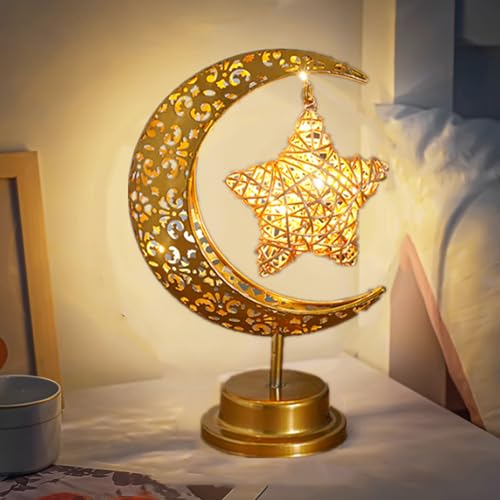 HFHungkeong Mond Ramadan Lampe Neuartige Disco Nachtlicht Tischlampe hängende magische Mondlampe Nachttisch batteriebetriebene Kinderzimmerlampe Valentinstag Dekoration Geschenk für Kinder und Frau von HFHungkeong
