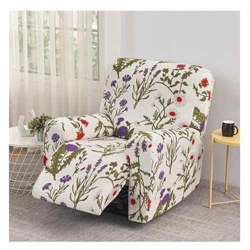 HFHungkeong Recliner Stuhl Abdeckung, Stretching gedruckt Flexible Sofa Protector Slipcoversm, All Inclusive Stretch Anti Scratch Druck einzelne Sofa Abdeckung (weiß lila) von HFHungkeong