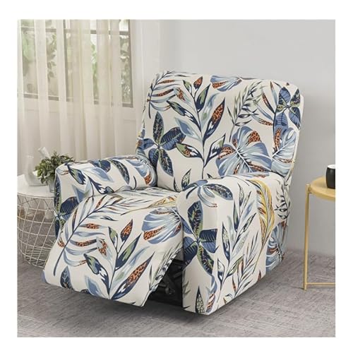 HFHungkeong Recliner Stuhl Abdeckung, Stretching gedruckt Flexible Sofa Protector Slipcoversm, All Inclusive Stretch Anti Scratch Drucken einzelne Sofa Cover (blau und weiß) von HFHungkeong