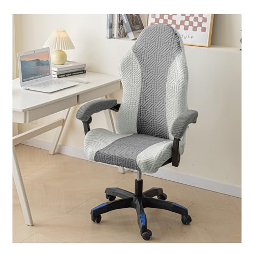 HFHungkeong Stretch Game Drehstuhlschutz mit Armlehnenabdeckungen, Zwei Farben Spell Rotating Office Computer Stuhlbezug staubdicht (Hellgrau + Silbergrau B) von HFHungkeong