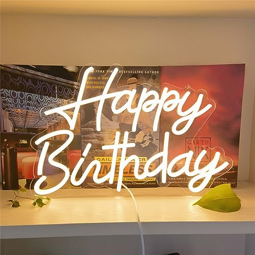 Happy Birthday Neonschild Banner LED dimmbar Nachtlicht für Zimmer Schlafzimmer Wohnheim Wanddekoration Neonleuchte Happy Birthday dekorative Lampe für Club Weihnachten Halloween Party 16.5x11in von HFHungkeong