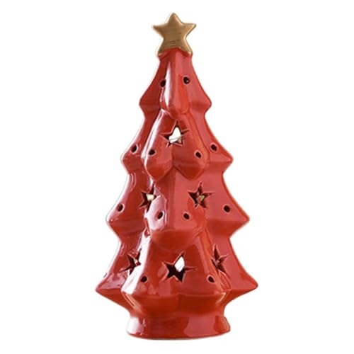 Keramische Weihnachtsbaumschmuck, keramische Tischplatte Ornamente für Tischplatte Regal Kamin Urlaub Dekorationen für Haus und Geschenk (Red Star Weihnachtsbaum) von HFHungkeong