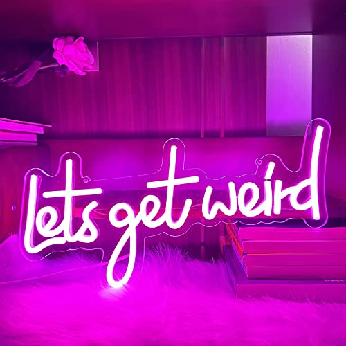 Let's Get Weird Neonschild mit USB Ladeanschluss und dimmbarem Schalter hängende rosa Neonschilder Nachtlampen für Wandhintergrund Raumästhetische Dekoration 41*20CM von HFHungkeong