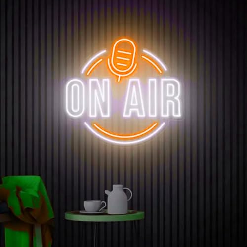 On Air Neonlichtschild, LED Acryl Dimmbare Neon Wandkunstlampen mit 55 cm Langer Hängekette, Aufnahmeschild Studio Warnschild für Rundfunksender, Büro, Geschäft, Restaurant Dekor von HFHungkeong