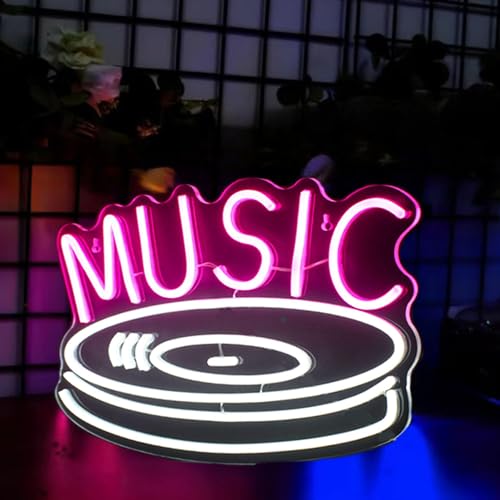 Schallplatten-Neonschild, Musik-LED-Neonlichter für Live-Musik-Raum-Wanddekoration, USB-Leuchtschilder, Aufnahme-Schild für Studio-Musik-Raumdekoration, Geschenkideen für Jungen und Mädchen, Party von HFHungkeong