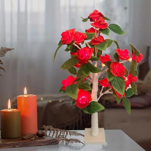 Tabletop Rose Flower LED Tree Light Mini Light up Bonsai Tree Indoors Decorative Light up Trees for Fireplace Bedroom Home Wedding Party Decor Table Lamp for Valentine Wedding Gifts55CM von HFHungkeong