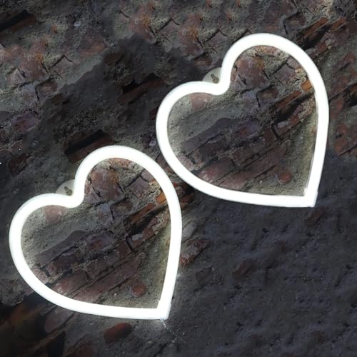 Weiß Herz-Neonlichter, 2 LED-Leuchten in Herzform für Wanddekoration, USB- oder batteriebetrieben, dekorative Herz-Neonschilder, Wandkunstlampe für Schlafzimmer, Wohnzimmer, Kinderzimmer, Hochzeit von HFHungkeong