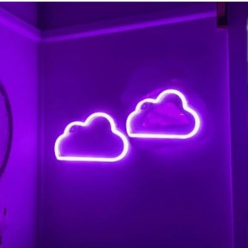 Wolken Neonschilder Schlafzimmer Wohnheim Wanddekoration Neon Wolkenlichter Wolkendekorationen Zimmer Geburtstag Hochzeit Party ästhetische Dekoration USB und Batterie Dual betrieben 2 Stück Lila von HFHungkeong