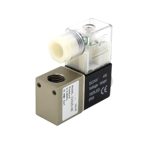 2V025-08 Normally Open 12V 24V 220V 1/4" BSP 2 Way 2 Position Air Solenoid Valve 2V025-08 Pneumatic Control Valve(With 8MM Fittings,2V025-08 DC24V) von HFIGNIAHQ