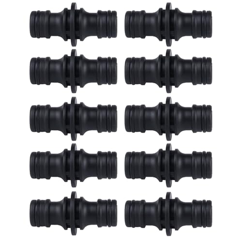 Doppelstecker Gartenschlauch Verbindungen, Schlauch Kupplung, Extender Verlängerung Kupplung Verbindungsteil Zwei Wege Kupplung, für Garten und Haus Schlauch (10 Stück Schwarz) von HFMYGS