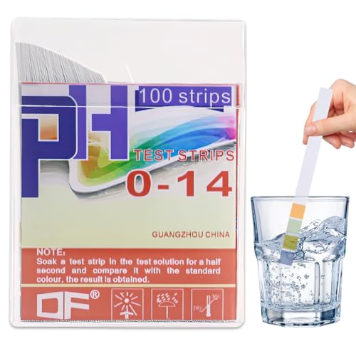 100 Stück PH Wert Teststreifen, SäUre Basen Haushalt Test, Teststreifen SäUre Basen Haushalt, Vierfarbiges PH-SäUre-Base-Testpapier(PH Wert Teststreifen 0-14),Test Basen SäUre Wasser von HFMYGS