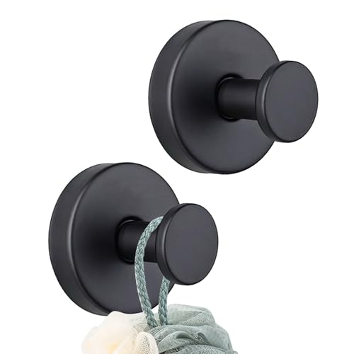 2 Stück Vakuum Saugnapf Haken Bad, Extra Stark Saugnäpfe Gewinde Hooks Bademantelhaken, Edelstahl Wandhaken Saugnapf Haken, Handtuchhaken Ohne Bohren Für Badezimmer Und Küche Schwarz 2 Stück Vakuum Saugnapf Haken Bad, Extra Stark Saugnäpfe Gewinde Hooks Bademantelhaken, Edelstahl Wandhaken Saugnapf Haken, Handtuchhaken Ohne Bohren Für Badezimmer Und Küche Schwarz von HFMYGS
