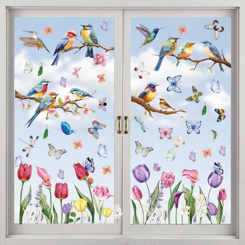 9 Stück Fensterbilder Frühling Selbstklebend, Fensterdeko Frühling, Fenstersticker, Frühlingsdeko Fenster, Vogel Blumen Aufkleber Fenster Fensterbilder Kinder, für Wohnzimmer Büro Schlafzimmer 9 Stück Fensterbilder Frühling Selbstklebend, Fensterdeko Frühling, Fenstersticker, Frühlingsdeko Fenster, Vogel Blumen Aufkleber Fenster Fensterbilder Kinder, für Wohnzimmer Büro Schlafzimmer von HFMYGS