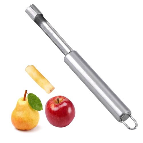Edelstahl Apfelausstecher,Apfelentkerner,Leicht zu Reinigender Apfelausstecher,Robuster Edelstahl apfelkernausstecher,Praktischer Kernausstecher mit Aufhängeöse,für Äpfel Birnen und anderes Obst von HFMYGS