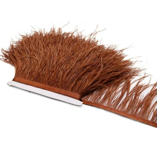 1 Meter Straußenfedern auf Band, 8–10 cm, Federbesatz für Damen, hochwertige, weiche Federn, Fransen, Hochzeitsrock-Dekoration, Rotbraun 1 Meter Straußenfedern auf Band, 8–10 cm, Federbesatz für Damen, hochwertige, weiche Federn, Fransen, Hochzeitsrock-Dekoration, Rotbraun von HFNCE