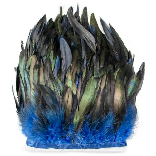 1 Meter flauschige Hahnenfedern, Fransen, 10–18 cm, Hühnerfederbesatz zum Basteln, Bänder, Federn, Hochzeitskleidung, Dekoration, Marineblau von HFNCE