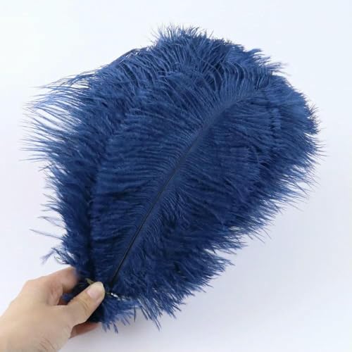 10 Stück weiche natürliche Straußenfedern zum Basteln, farbige Federn, Hochzeitsdekoration, Bastelzubehör, Tischdekoration, Plumas-Marineblau 014–35–40 cm, 14–16 Zoll 10 Stück weiche natürliche Straußenfedern zum Basteln, farbige Federn, Hochzeitsdekoration, Bastelzubehör, Tischdekoration, Plumas-Marineblau 014–35–40 cm, 14–16 Zoll von HFNCE