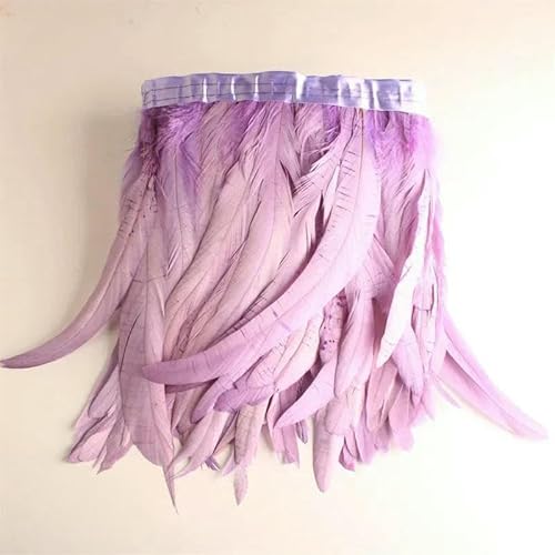 10 Yards Hahnenschwanzfederbesatz für Heimwerkerarbeiten, 25–30 cm Federfransen für Kleidung oder Karnevalszubehör-Hellviolett-10 Yards 10 Yards Hahnenschwanzfederbesatz für Heimwerkerarbeiten, 25–30 cm Federfransen für Kleidung oder Karnevalszubehör-Hellviolett-10 Yards von HFNCE