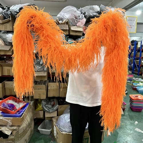 2–35-fädig, Straußenfederboa, 2 m, Vintage-Federschal und -tuch für Partykleidung, Brautkleider, Dekoration, Orange, 20-fädig, 2 Meter 2–35-fädig, Straußenfederboa, 2 m, Vintage-Federschal und -tuch für Partykleidung, Brautkleider, Dekoration, Orange, 20-fädig, 2 Meter von HFNCE