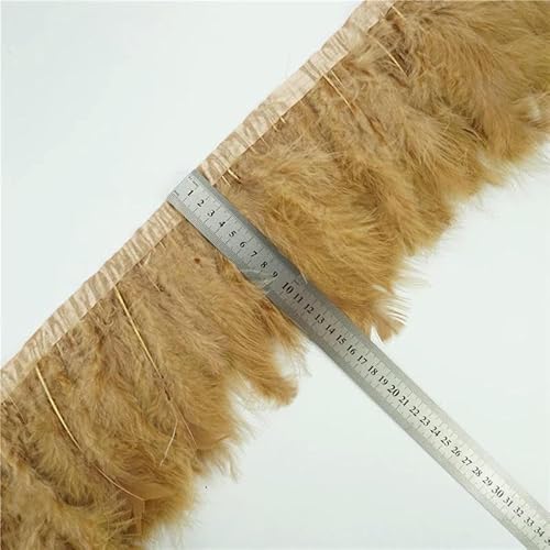 2 Yards/Lot Natürliche Federfransenbesatz, farbig, flauschig, DIY, Truthahnfedern, Kleiderzubehör, Plumas-Fransen für Kleidung, Hellbraun von HFNCE