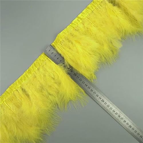 2 Yards/Lot Natürliche Federfransenbesatz Farbige Flauschige DIY Truthahnfedern Kleiderzubehör Plumas Fransen für Kleidung-Gelb von HFNCE