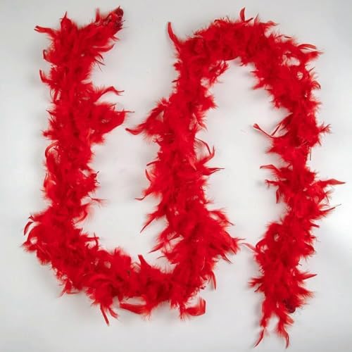2 Yards natürliche flauschige Truthahn-Federboa-Bordüre 38–40 Gramm für Hochzeitsfeier-Kleidung, schwarze Federn, Schal, Nähdekoration, Rot von HFNCE