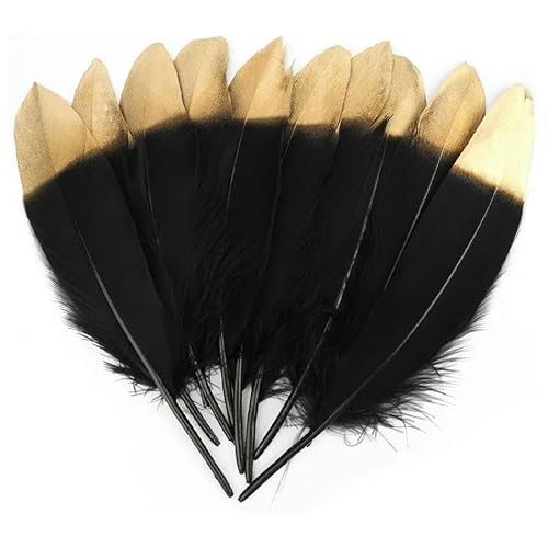 20 Stück 15–20 cm goldene Gänsefedern, DIY-Kleidungszubehör, Federn, Heimhandwerk, Federn, Tischdekoration, Hochzeitsfeier-Dekoration, schwarz, 20 Stück von HFNCE