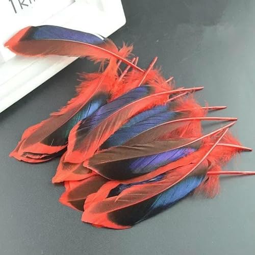 20 Stück farbige Entenfedern zum Basteln, natürliche Fasanenhüte, Schmuckherstellung, Traumfänger, Bastelzubehör, Dekorationen, DIY-Rot 20 Stück farbige Entenfedern zum Basteln, natürliche Fasanenhüte, Schmuckherstellung, Traumfänger, Bastelzubehör, Dekorationen, DIY-Rot von HFNCE