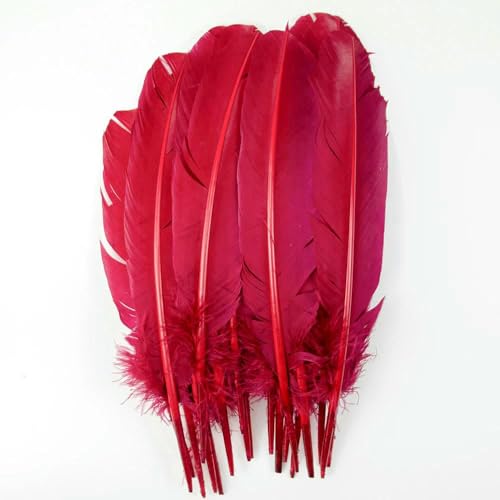 25–35 cm natürliche Truthahnfeder, Großhandel, bunte Hühnerfeder für Heimwerker, Basteln, Hochzeit, Party, Kopfbedeckung, Dekoration, Zubehör, Weinrot, 50 Stück 25–35 cm natürliche Truthahnfeder, Großhandel, bunte Hühnerfeder für Heimwerker, Basteln, Hochzeit, Party, Kopfbedeckung, Dekoration, Zubehör, Weinrot, 50 Stück von HFNCE