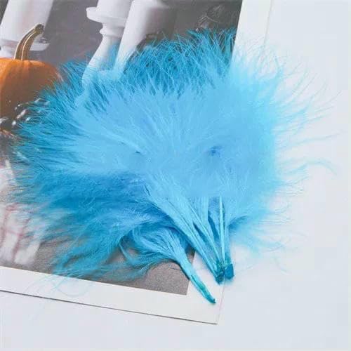8–12 cm farbige Federn, natürliche Truthahnfeder, flauschige Feder, Hochzeitskleid, Party, DIY-Dekorationen, Bastelzubehör, Seeblau, 8–12 cm, 300 Stück von HFNCE