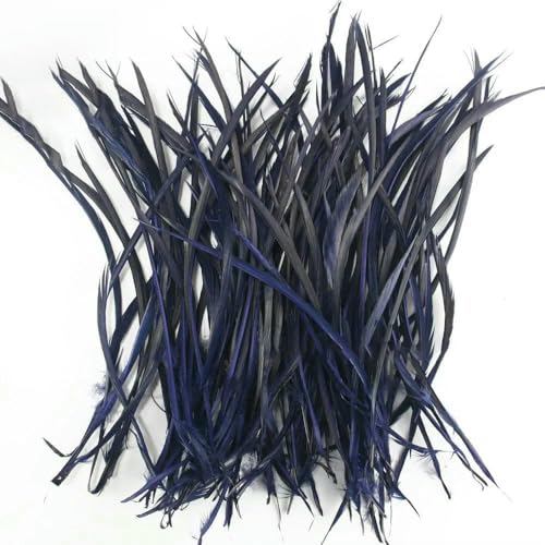 Gänsefedern in 30 Farben, 20–25 cm, 8–10 Zoll, sorgfältig gefertigt, glatt gefärbt, DIY-Kostüm-Kopfschmuck, Marineblau von HFNCE
