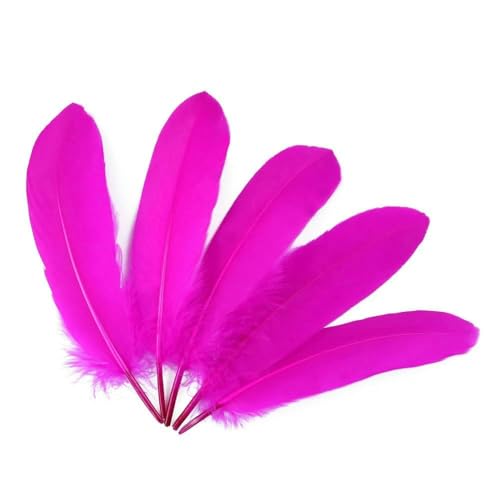 Gänsefedern zum Basteln, Schmuckherstellung, Basteln, Karnevalszubehör, natürliche Federn, 15,2–20,3 cm, DIY-Kleidung, Hochzeitsdekoration, Rosarot, 50 Stück von HFNCE