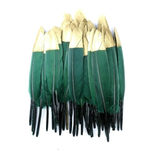 Gefärbte Entenfedern in 30 Farben, getaucht in Gold, 10–15 cm, für Partys, alles Handgefertigte Accessoires, DIY, tiefgrün, 10 Stück Gefärbte Entenfedern in 30 Farben, getaucht in Gold, 10–15 cm, für Partys, alles Handgefertigte Accessoires, DIY, tiefgrün, 10 Stück von HFNCE