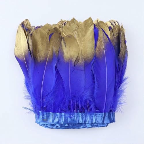Großhandel Gold Silber Gänsefedern Trim Fransen Brautkleid Dekoration Federn für Handwerk Gänse Feder Band DIY Zubehör-Gold Königsblau-1 Meter Großhandel Gold Silber Gänsefedern Trim Fransen Brautkleid Dekoration Federn für Handwerk Gänse Feder Band DIY Zubehör-Gold Königsblau-1 Meter von HFNCE
