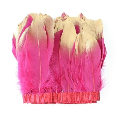 Großhandel Gold Silber Gänsefedern Trim Fransen Brautkleid Dekoration Federn für Handwerk Gänse Feder Band DIY Zubehör-Gold Wassermelone Rot-1 Meter Großhandel Gold Silber Gänsefedern Trim Fransen Brautkleid Dekoration Federn für Handwerk Gänse Feder Band DIY Zubehör-Gold Wassermelone Rot-1 Meter von HFNCE